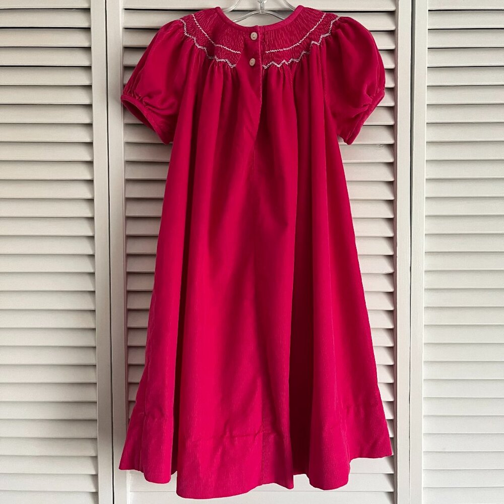 Amanda Remembered smocked corduroy birthday dress Pink girl’s size 4T rare - Picture 5 of 9